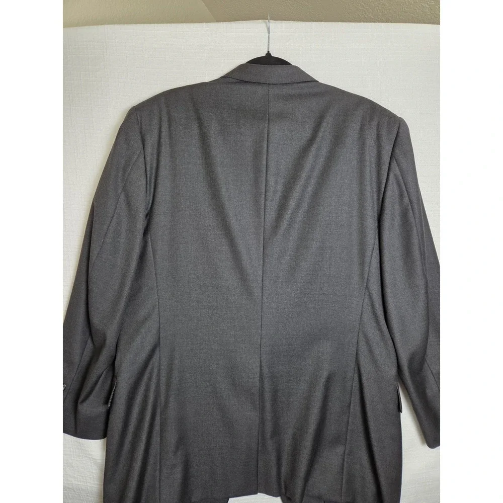 Hickey Freeman Nordstrom Boardroom 100% Wool Charcoal Gray Suit Blazer 44 Long